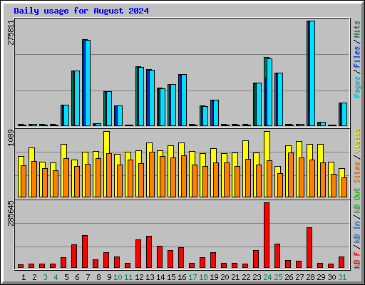 Daily usage for August 2024